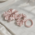 22 Momme Silk Scrunchie Set |  Rose | Large, Medium & Slim Hair Tie