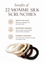 5 Pack 22 Momme Silk Slim Scrunchies | Essential Neutrals Set | Luxury Skinny Silk Hair Ties | Gentle Everyday Hair Accessories