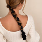 Silk Hair Ribbon | 22 Momme | Protective Hair Accessory | Caramel & Black | Free matching scrunchie