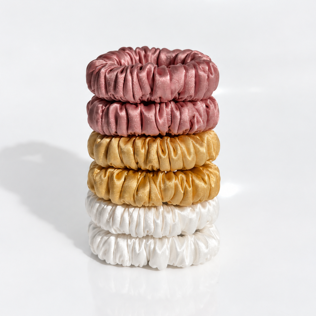 22 Momme Mini Scrunchies | Small Silk Hair Ties | Sets of 3 & 6