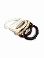 5 Pack 22 Momme Silk Slim Scrunchies | Essential Neutrals Set | Luxury Skinny Silk Hair Ties | Gentle Everyday Hair Accessories