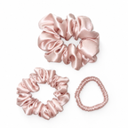 22 Momme Silk Scrunchie Set |  Rose | Large, Medium & Slim Hair Tie
