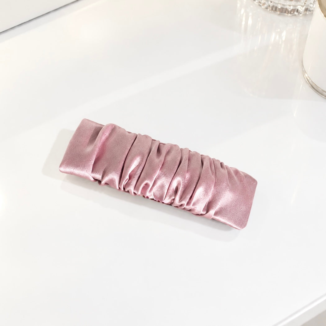 Silk Hair Clips | Ruched Silk Barrettes | Champagne, Rose, Polka Dot, Black & Blue | 22 Momme