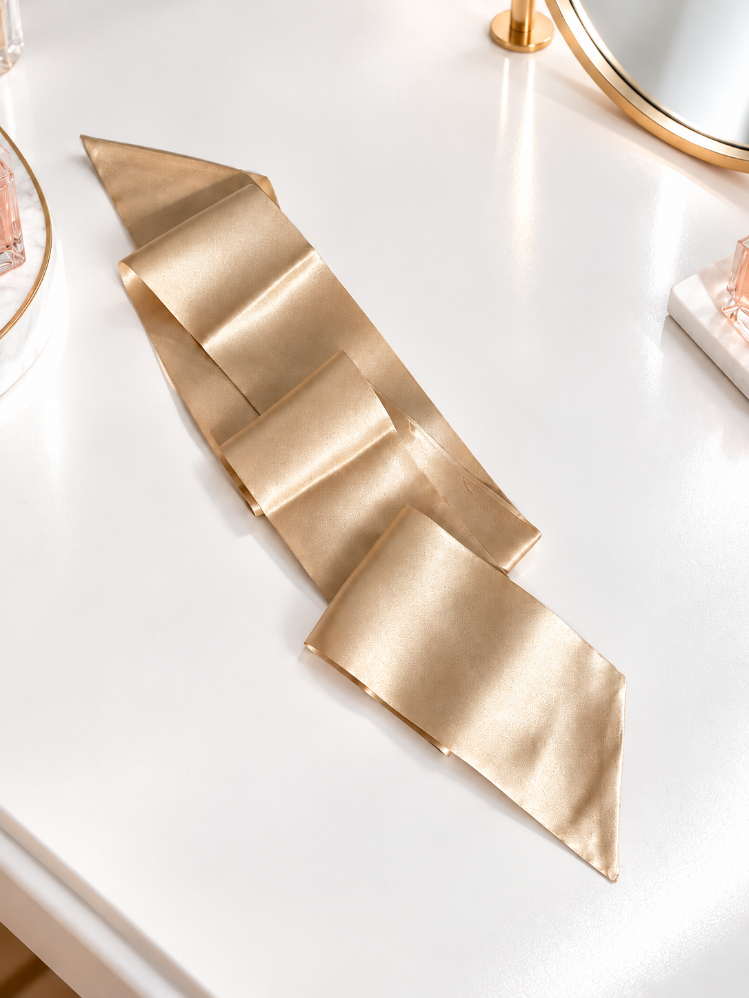 Silk Hair Ribbon | 22 Momme | Protective Hair Accessory | Caramel & Black | Free matching scrunchie