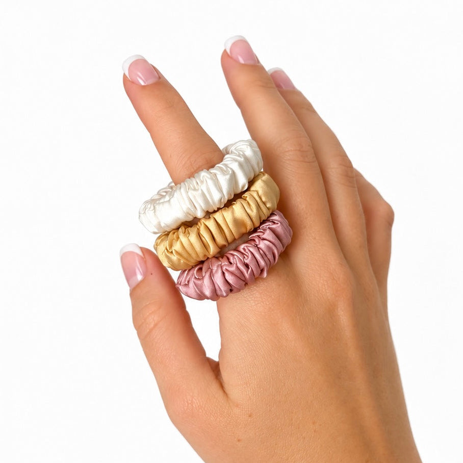 Mini Silk Scrunchies | Small Silk Hair Ties | Sets of 3 & 6 | 22 Momme Silk