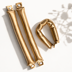 22 Momme Blowout Rods – Set of 3 Heatless Hair Curlers with Snap Fasteners, Heatless Curling Rods for Soft, Bouncy Blowout Curls, Gold or Rose