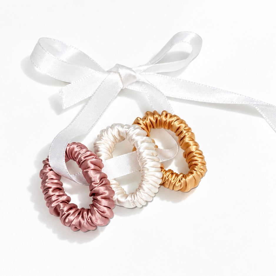 Mini Silk Scrunchies | Small Silk Hair Ties | Sets of 3 & 6 | 22 Momme Silk