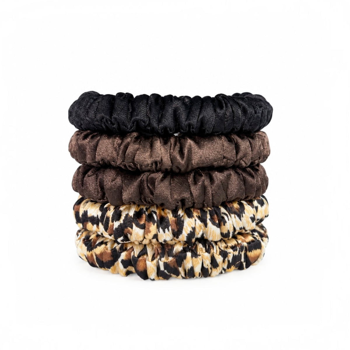 Slim Silk Scrunchies Set of 5 | 100% Silk Hair Scrunchies | 22 Momme