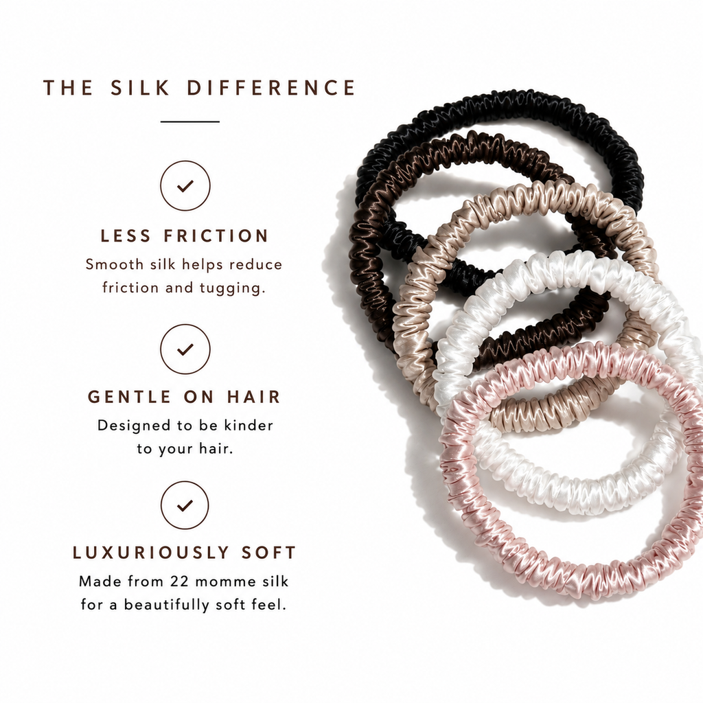 22 Momme Silk Slim Scrunchie | Luxury Hair Tie | 100% Silk