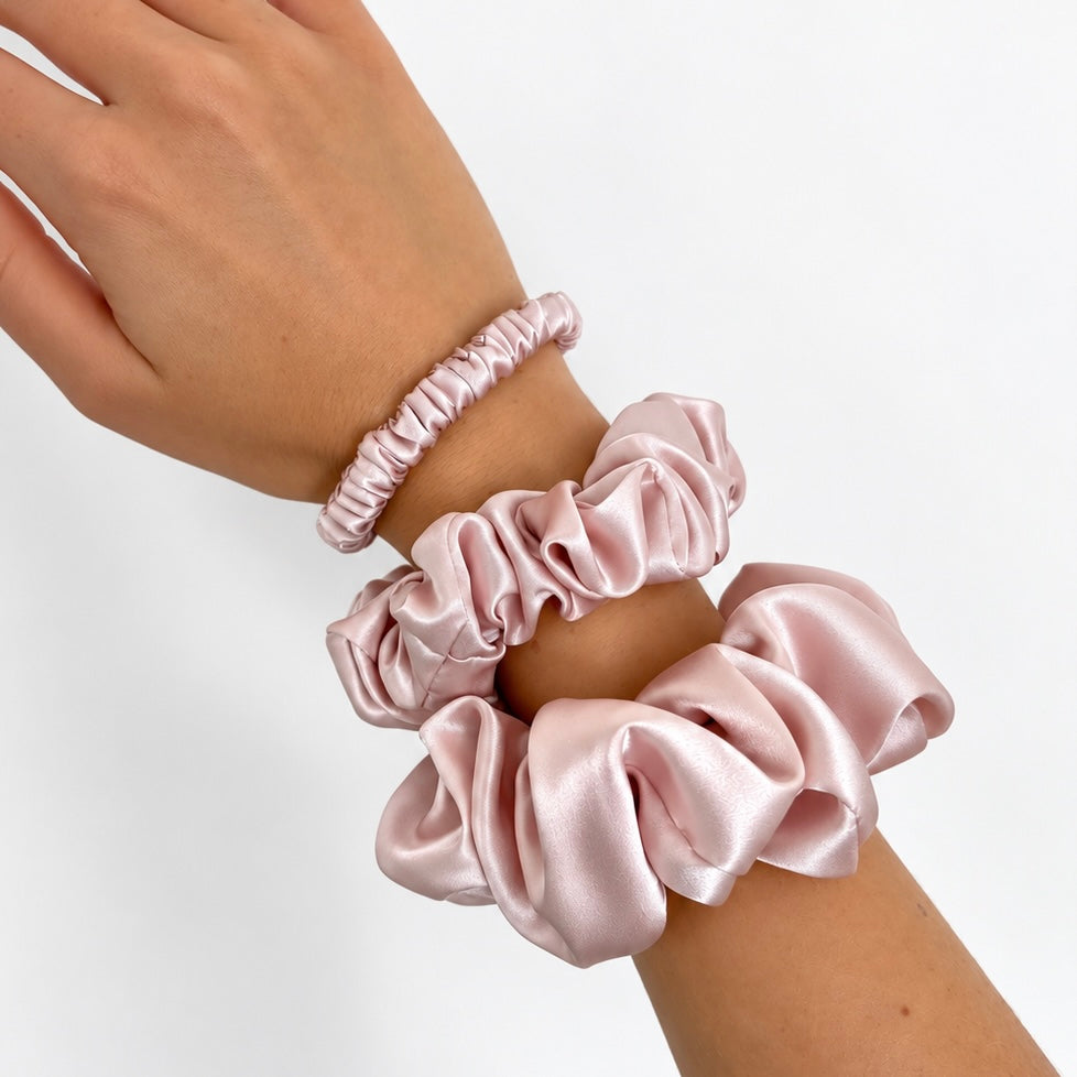 Silk Scrunchie Gift Set | Set of 3 Luxury Silk Hair Ties | 22 Momme | Gift Boxed