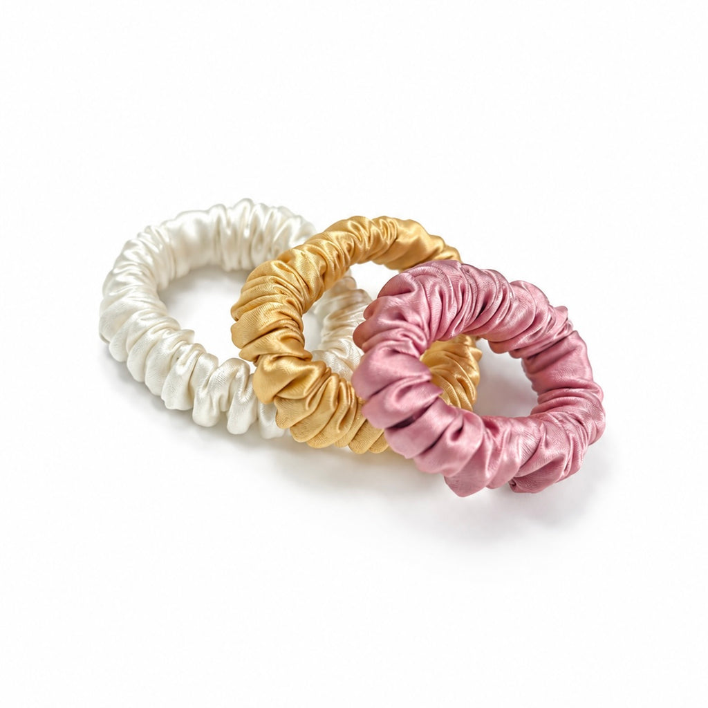22 Momme Mini Scrunchies | Small Silk Hair Ties | Sets of 3 & 6