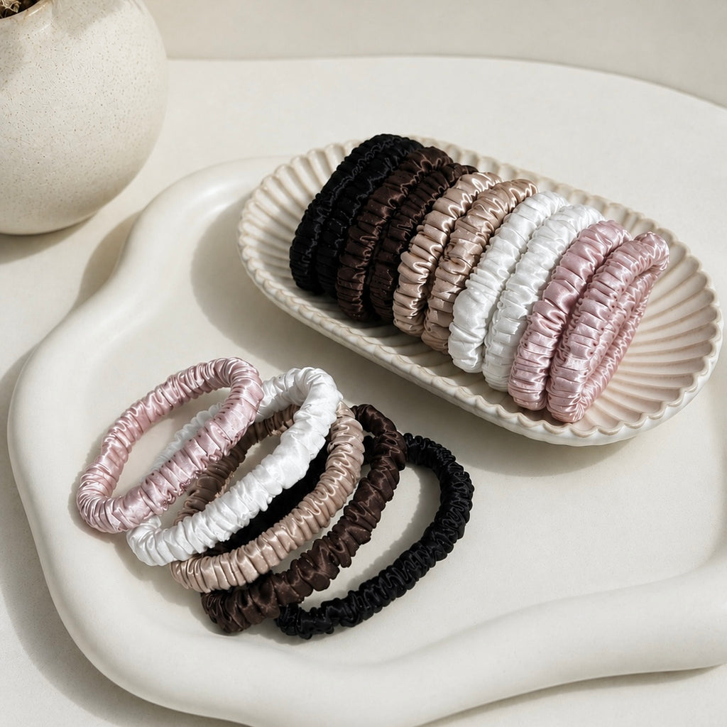22 Momme Silk Slim Scrunchie | Luxury Hair Tie | 100% Silk