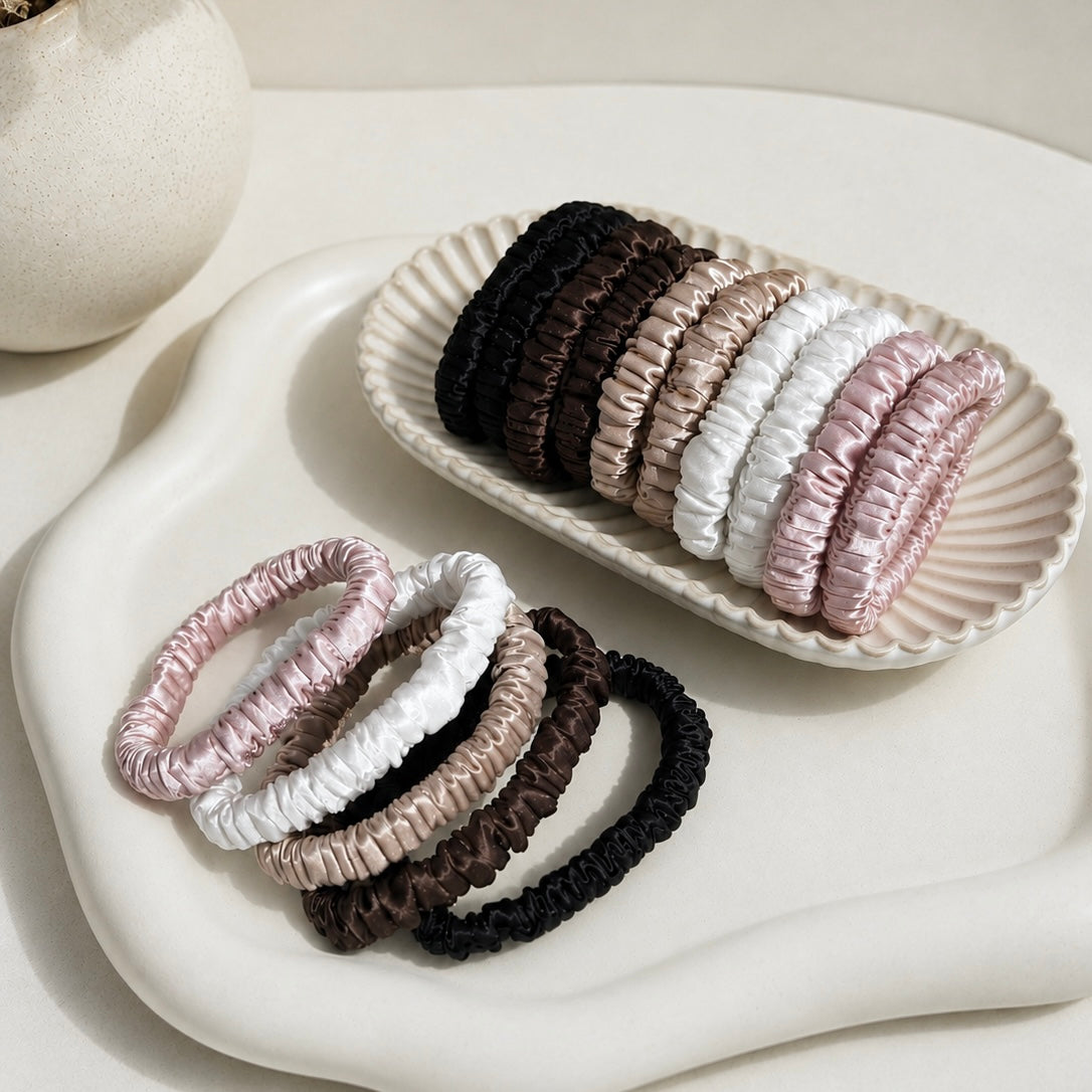 22 Momme Silk Slim Scrunchie | Luxury Hair Tie | 100% Silk