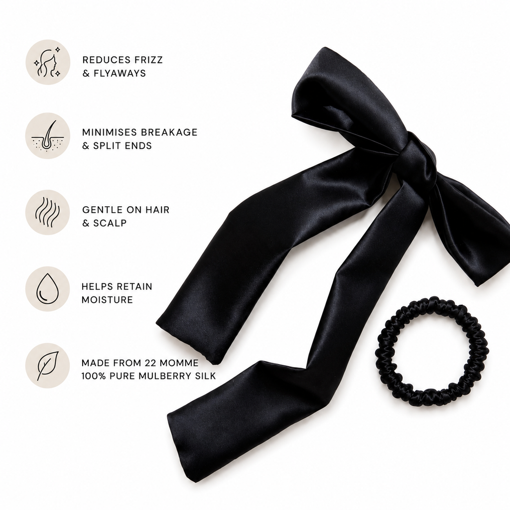 Pure Mulberry Silk Ribbon | 22 Momme Silk Hair Ribbon | Luxury Hair Bow | Silk Ponytail Wrap | Hair Gift for Women | Silk Skinny Scrunchie