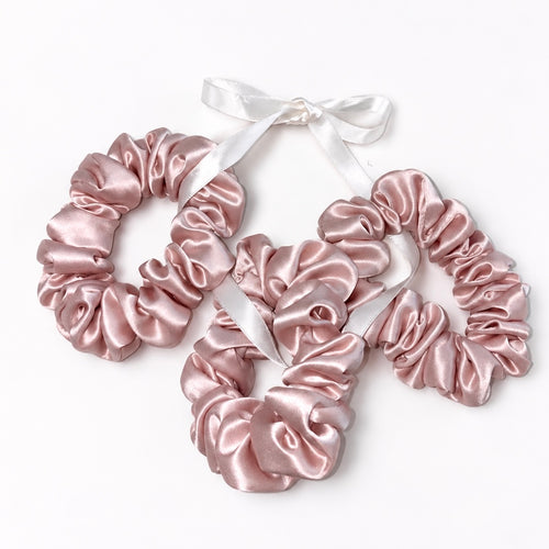 3 Silk Classic Scrunchies | Silk Hair Ties | Rose & Caramel