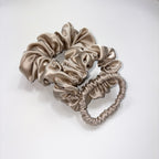 22 Momme Silk Scrunchie Set | Caramel | Large, Medium & Slim Hair Tie
