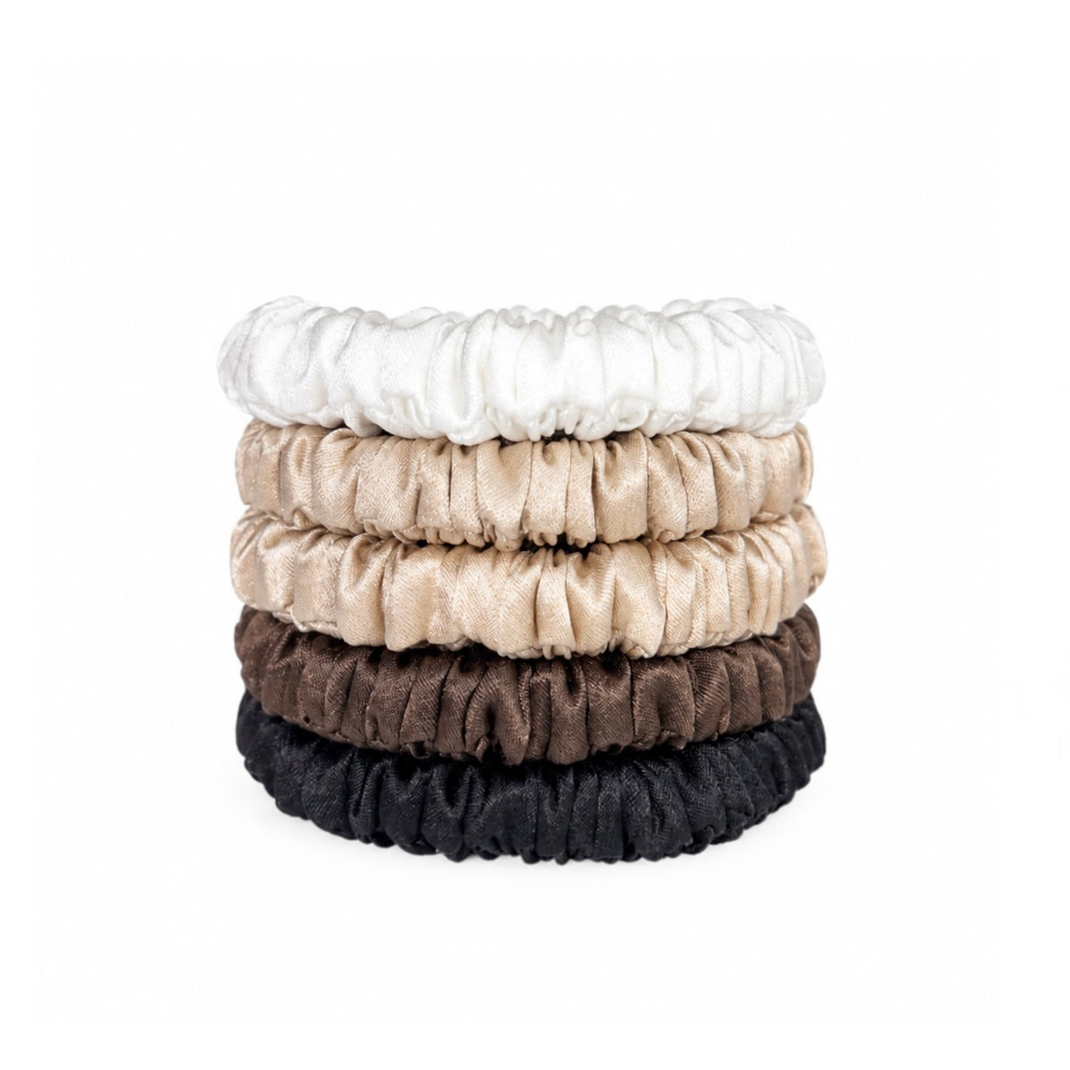 Slim Silk Scrunchies Set of 5 | 100% Silk Hair Scrunchies | 22 Momme