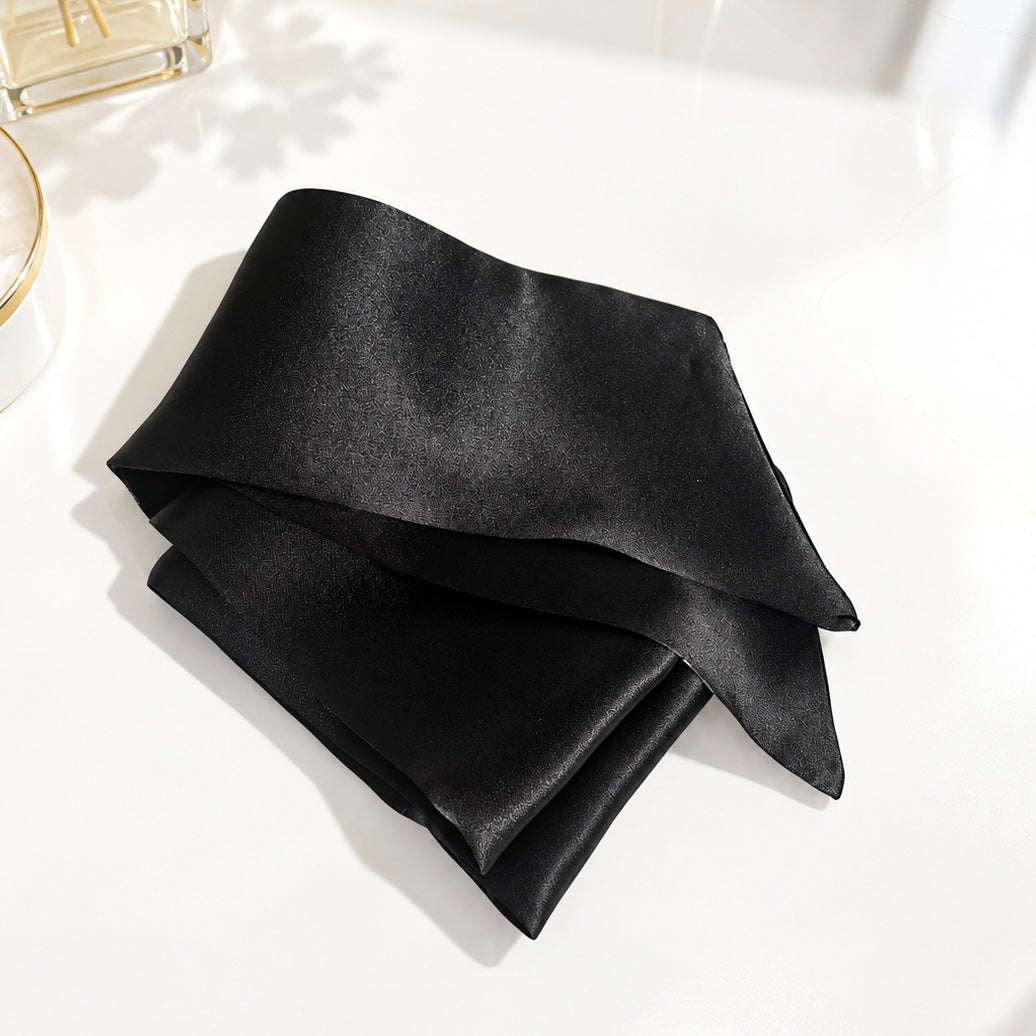 Silk Hair Ribbon | 22 Momme | Protective Hair Accessory | Caramel & Black | Free matching scrunchie