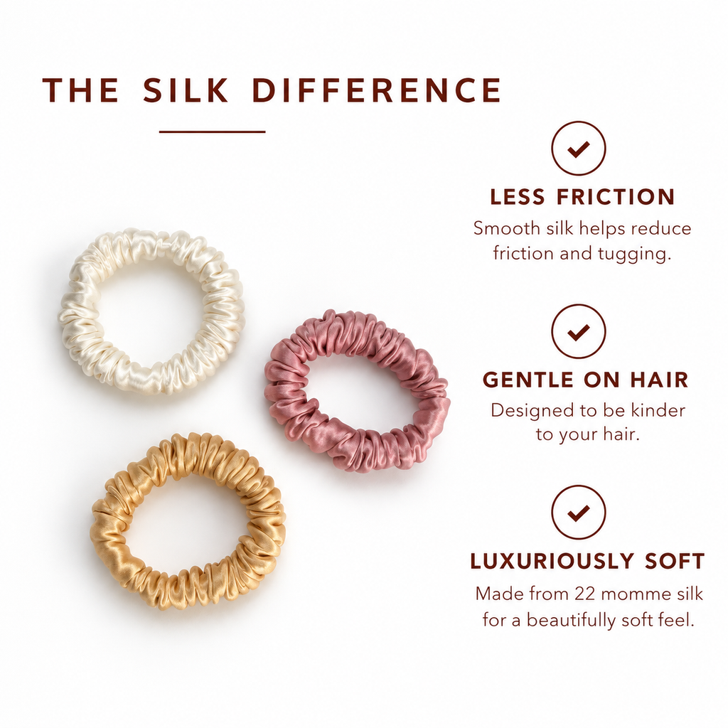 22 Momme Mini Scrunchies | Small Silk Hair Ties | Sets of 3 & 6