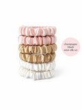 6 Mini Mulberry Silk Scrunchies | 22 Momme Pure Silk Hair Ties | Small Silk Scrunchie Set | Gentle Hair Elastics | Braid End Ties