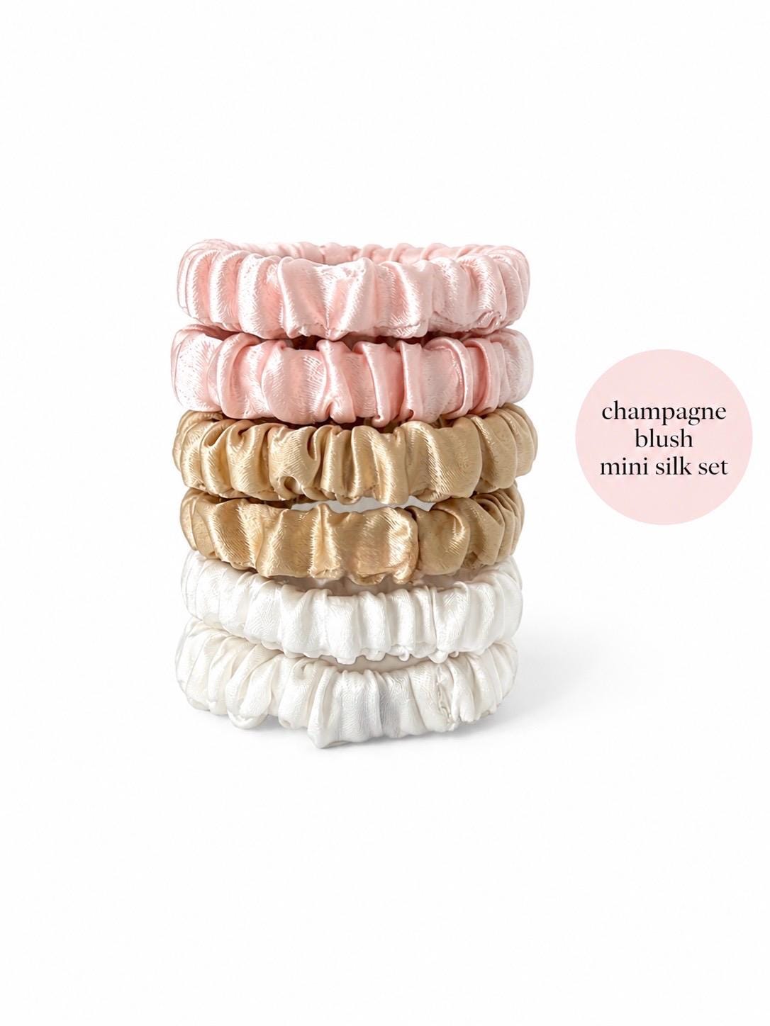 6 Mini Mulberry Silk Scrunchies | 22 Momme Pure Silk Hair Ties | Small Silk Scrunchie Set | Gentle Hair Elastics | Braid End Ties