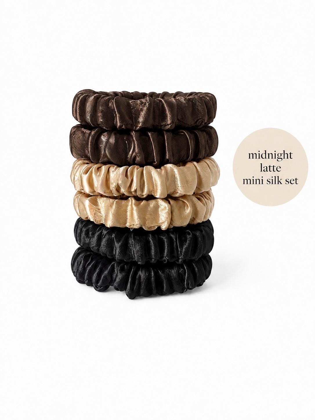 6 Mini Mulberry Silk Scrunchies | 22 Momme Pure Silk Hair Ties | Small Silk Scrunchie Set | Gentle Hair Elastics | Braid End Ties
