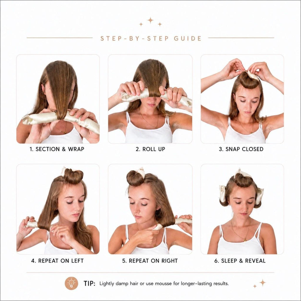 22 Momme Silk Heatless Blowout Rod Set – 3 Snap Hair Rollers