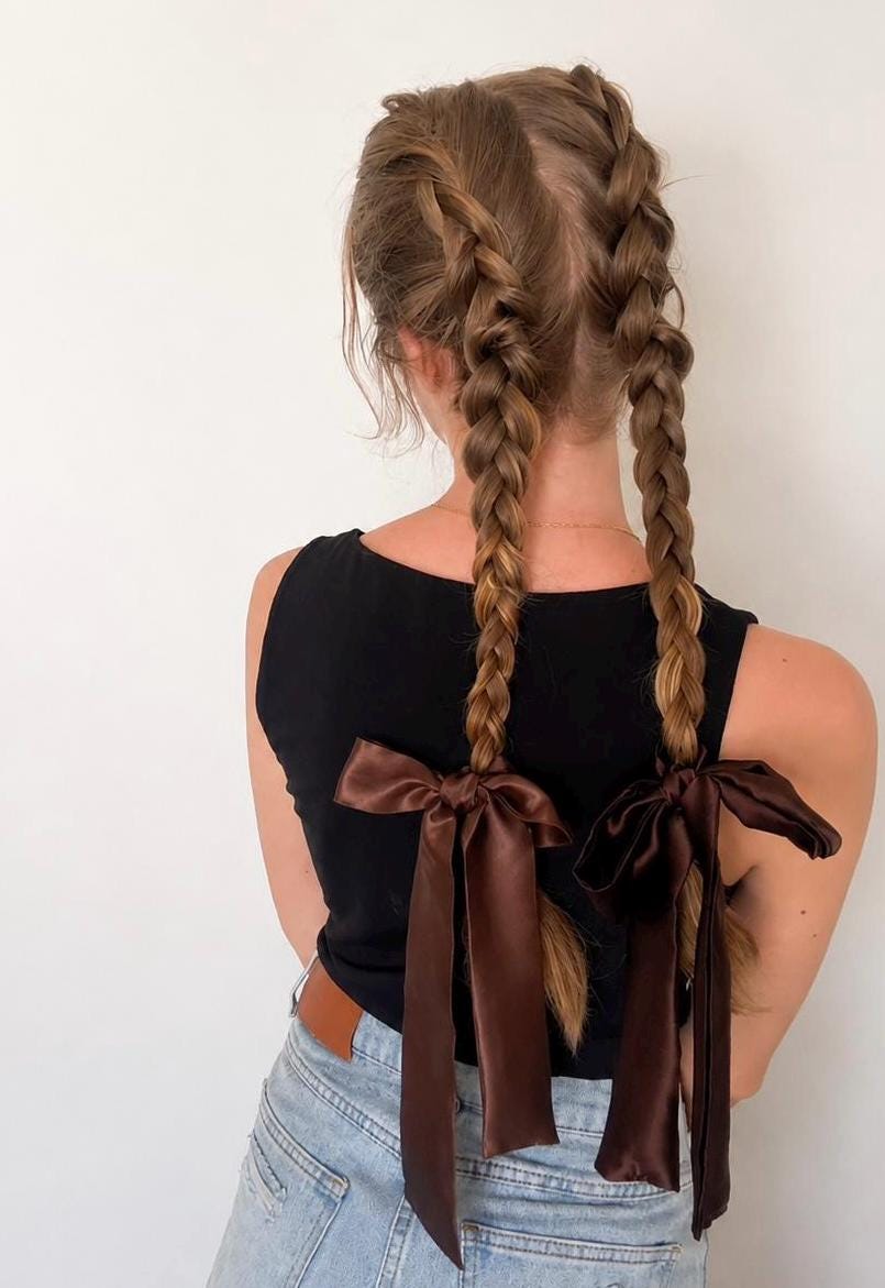 Pure Mulberry Silk Ribbon | 22 Momme Silk Hair Ribbon | Luxury Hair Bow | Silk Ponytail Wrap | Hair Gift for Women | Silk Skinny Scrunchie