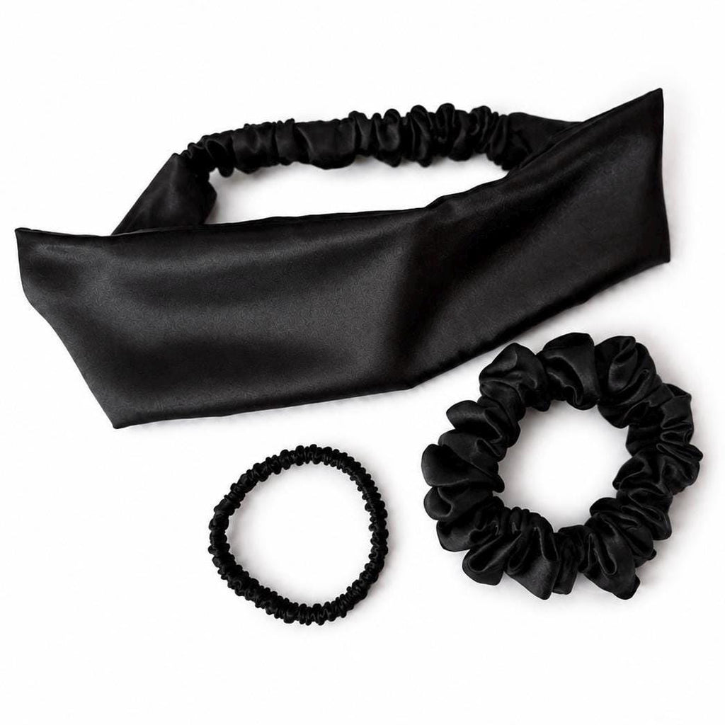 22 Momme Mulberry Silk Hair Set | Silk Headband, Large Scrunchie & Skinny Scrunchie | Luxury Hair Gift for Women