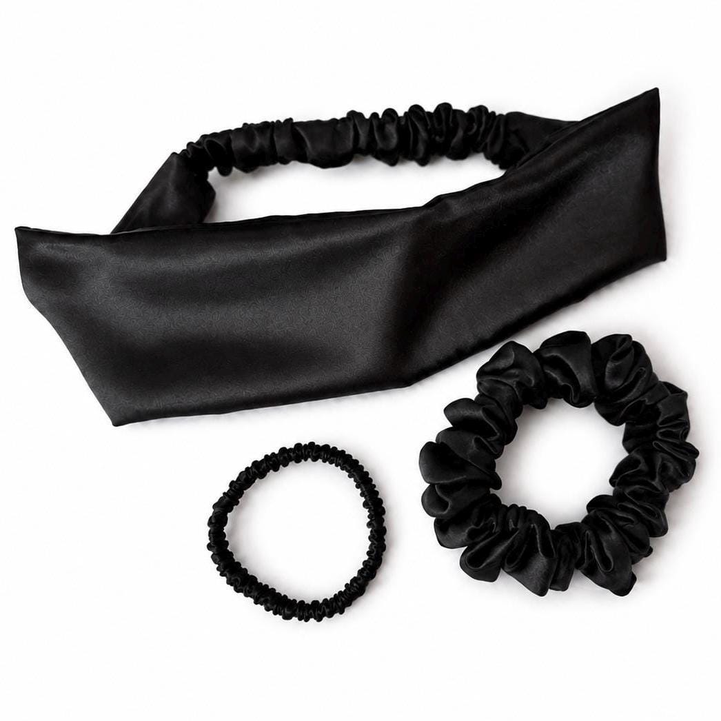 22 Momme Mulberry Silk Hair Set | Silk Headband, Large Scrunchie & Skinny Scrunchie | Luxury Hair Gift for Women