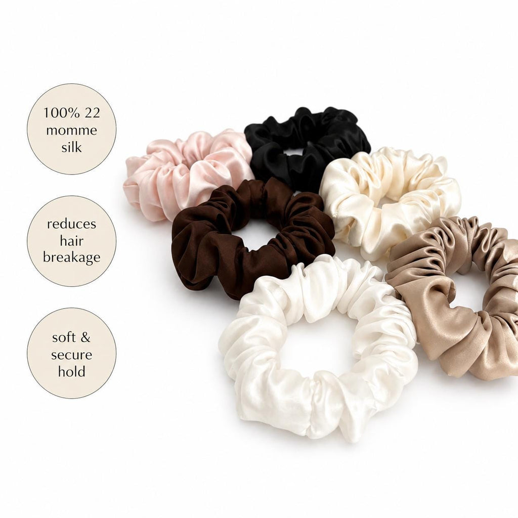 22 Momme Silk Scrunchie | 100% Mulberry Silk Hair Tie | Luxury Oversized Silk Scrunchie | Gentle Hair Elastic | Gift for Her