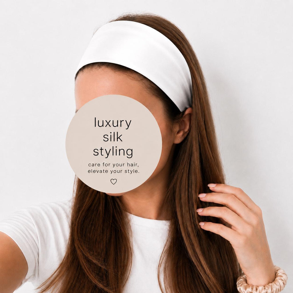 Pure Silk Styling Collection | 22 Momme Silk Headband, Large Silk Scrunchie & 100cm Hair Ribbon | Luxury Gift Set