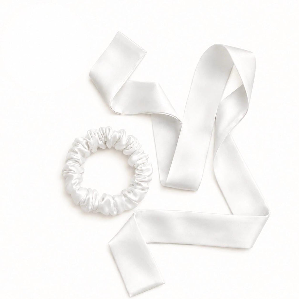 Pure Silk Styling Collection | 22 Momme Silk Headband, Large Silk Scrunchie & 100cm Hair Ribbon | Luxury Gift Set