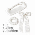 Pure Silk Styling Collection | 22 Momme Silk Headband, Large Silk Scrunchie & 100cm Hair Ribbon | Luxury Gift Set