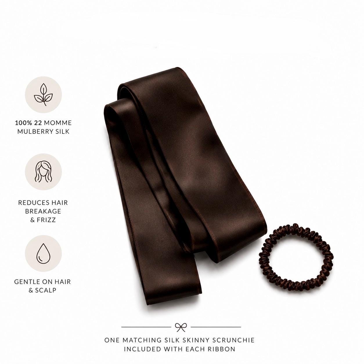 Pure Mulberry Silk Ribbon | 22 Momme Silk Hair Ribbon | Luxury Hair Bow | Silk Ponytail Wrap | Hair Gift for Women | Silk Skinny Scrunchie